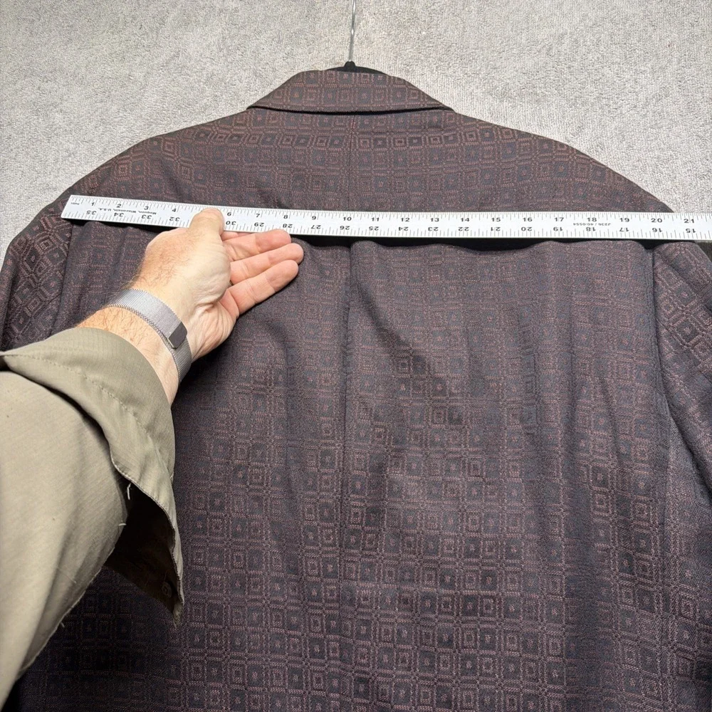 Versace Suit Brown Geometric Linen Blend Classic Fit Italian Two Piece 42L - Picture 12 of 16